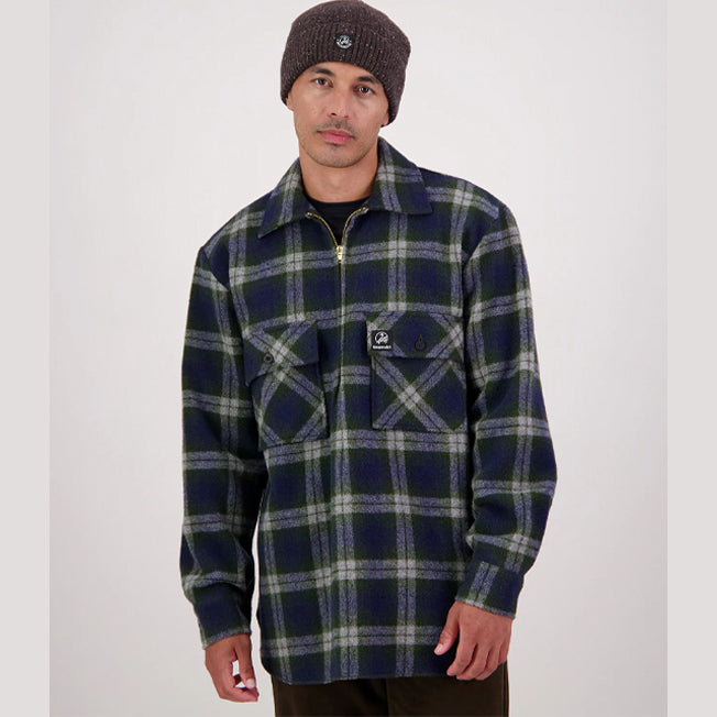 Swanndri Ranger Wool Zip Front Check Bush Shirt