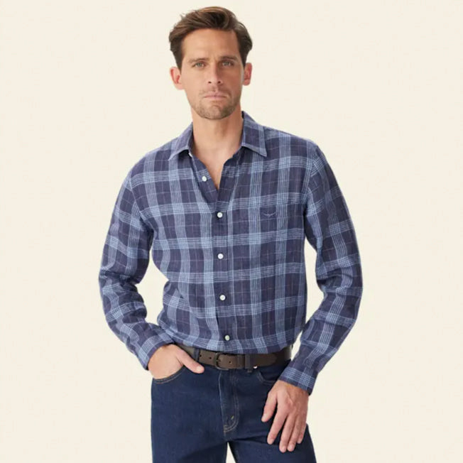 R.M. Williams Mens Robe LS Linen Regular Shirt