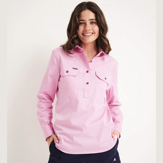 RB Sellars Ladies Sandy 1/2 Button Lightweight LS Workshirt
