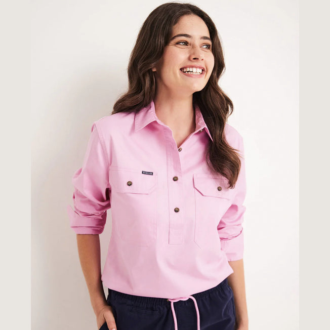 RB Sellars Ladies Sandy 1/2 Button Lightweight LS Workshirt