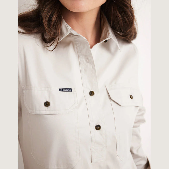 RB Sellars Ladies Sandy 1/2 Button Lightweight LS Workshirt
