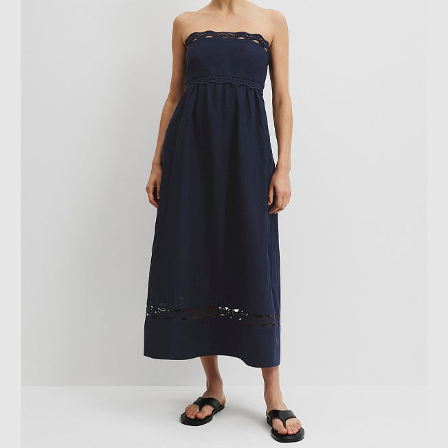 Country Road Scallop Trim Midi Dress