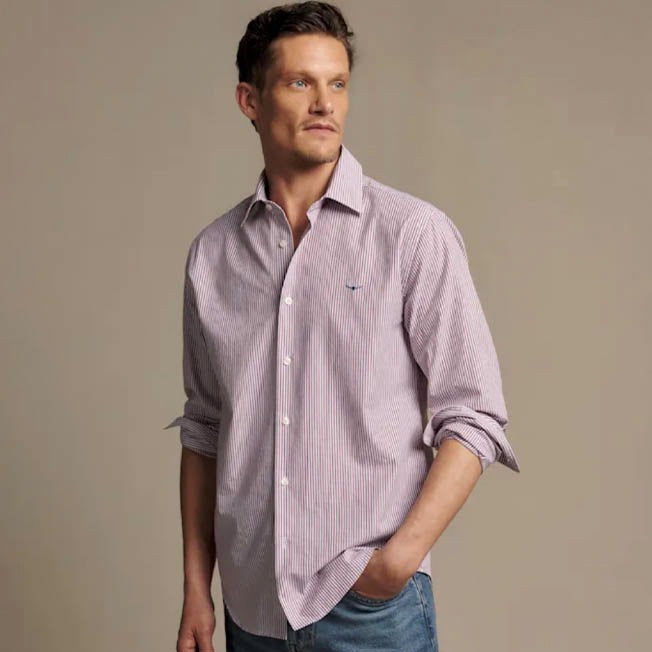 R.M. Williams Mens Sommers LS Poplin Stripe Shirt