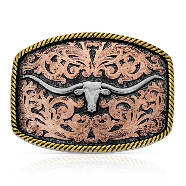 Montana Silversmiths Tri Colour Texas Longhorn Belt Buckle
