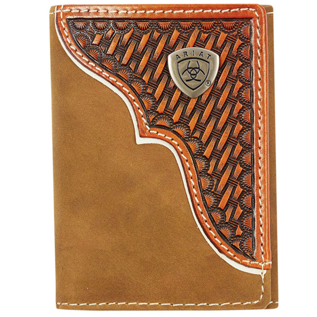 Ariat Basket Weave Corner Tri-Fold Wallet