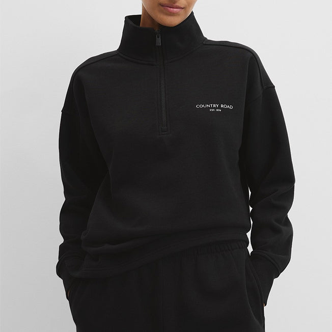 Country Road Lds Aus Cotton Zip Collar Sweat