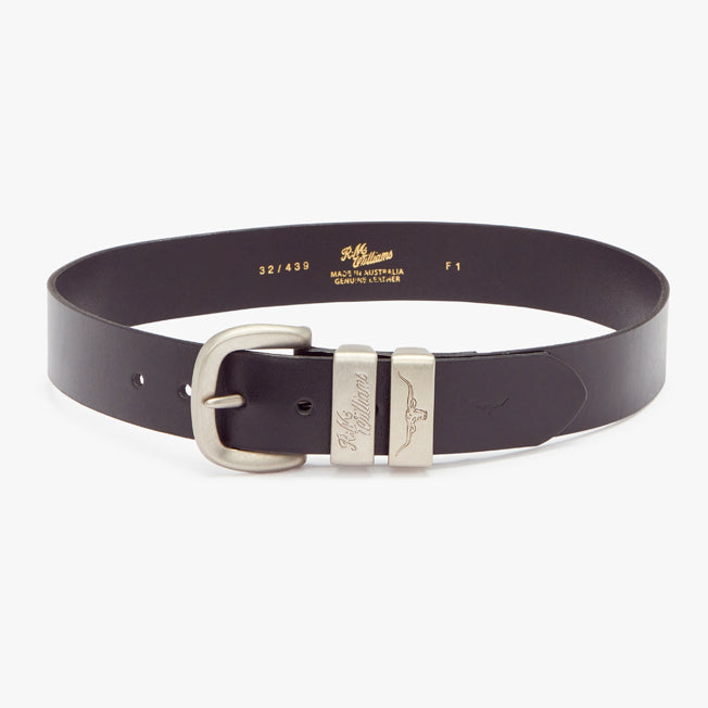 R.M. Williams 3 Piece Solid Hide Belt With Brushed Buckle 1 1/2 inch