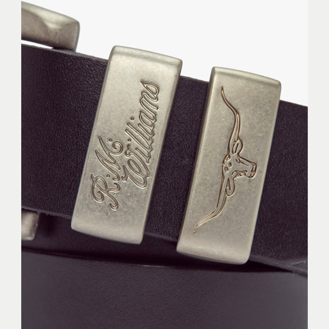 R.M. Williams 3 Piece Solid Hide Belt With Brushed Buckle 1 1/2 inch