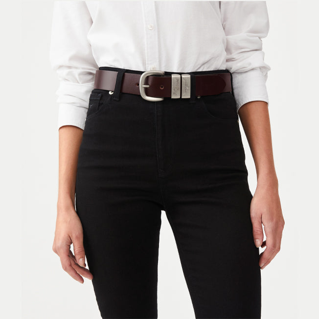 R.M. Williams 3 Piece Solid Hide Belt With Brushed Buckle 1 1/2 inch