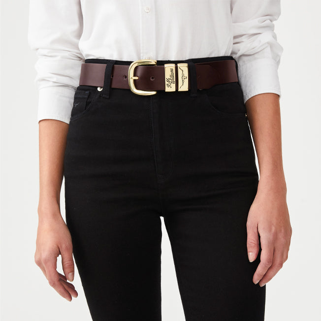 R.M. Williams 3 Piece Solid Hide Belt With Brass Buckle 1 1/2 inch