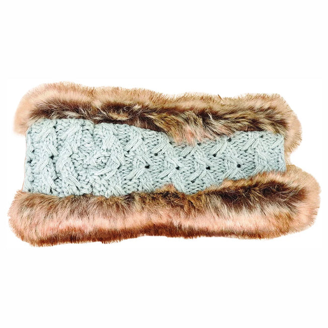 Dot and Co Cable Knit Headband w/ Faux Fur Lining