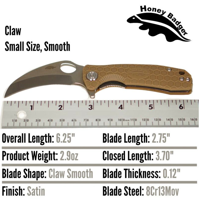 Honey Badger Plain Blade Pocket Knife w/Clip