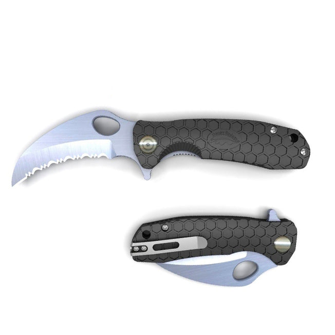 Honey Badger Claw Serrated Blade Pocket Knife w/Clip