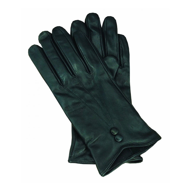 Maddison Ave Collection Sheepskin Leather Glove w/ Button Detail
