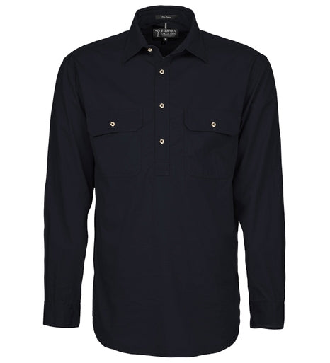 Pilbara Mens Half Button Long Sleeve Work Shirt