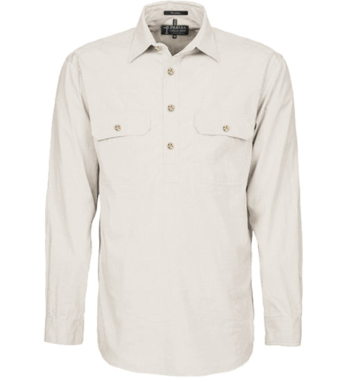 Pilbara Mens Half Button Long Sleeve Work Shirt