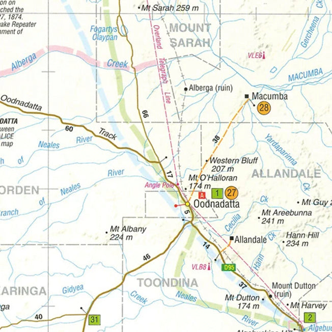 Westprint Outback Maps Oodnadatta Track Map & Travel Guide