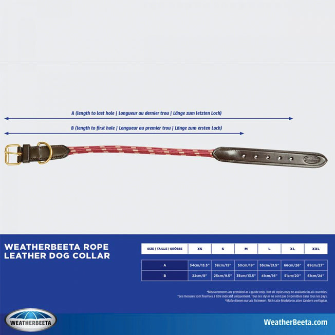 Weatherbeeta Rolled Rope & Leather Dog Collar